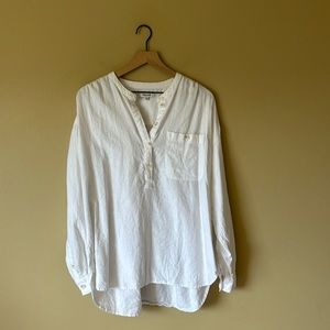 Madewell Linen Blend Half-Button Tunic Size XXL in White